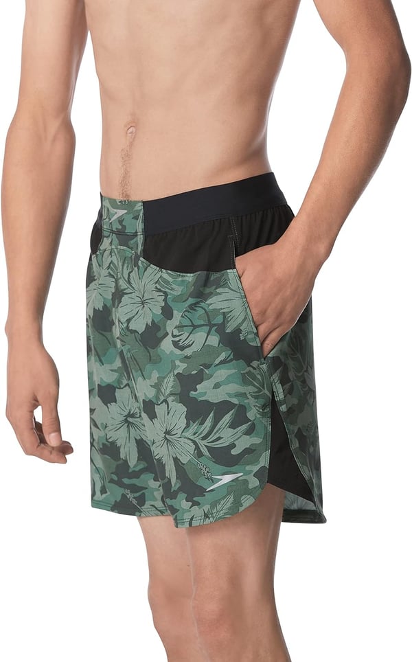 Speedo Mens Swim Trunk Short Length Fitness TrainingTropical Douglas Fir