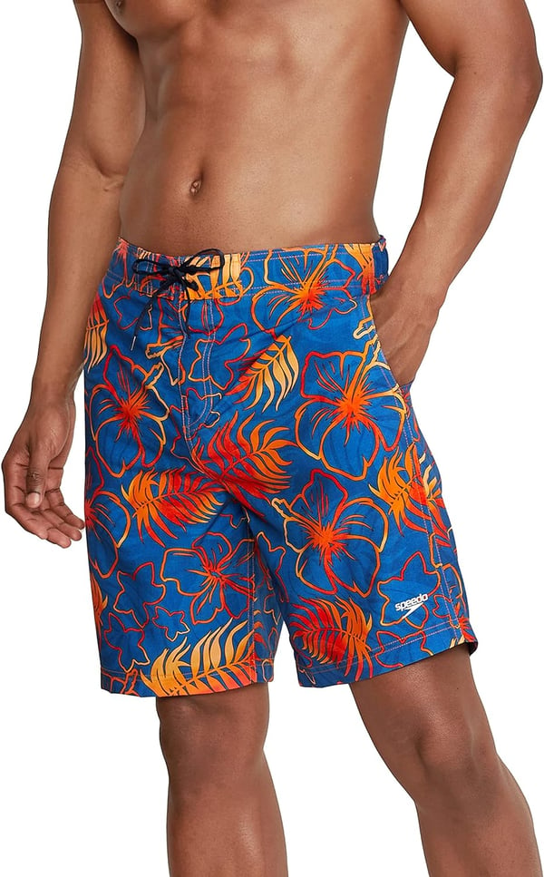 Mens Swim Trunk Knee Length Boardshort Bondi Printed20 Blend Bright Cobalt