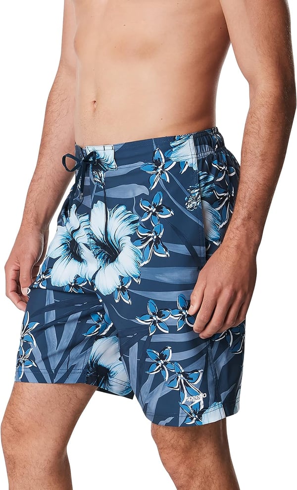 Mens Swim Trunk Knee Length Boardshort Bondi Printed20 Hover Vallarta Blue