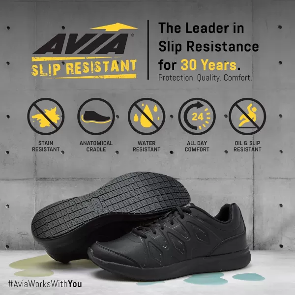 Avia Avi-Skill Non Slip Shoes for Men – Men's Work &amp; Safety Footwear - Black