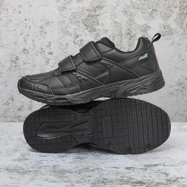 Avia Avi-Union II Non Slip Shoes for Men, Hook and Loop Mens Walking Shoes with Memory Foam, Comfort Restaurant and Diabetic Shoes for Men - Black Wide or Extra Wide Width Safety Footwear