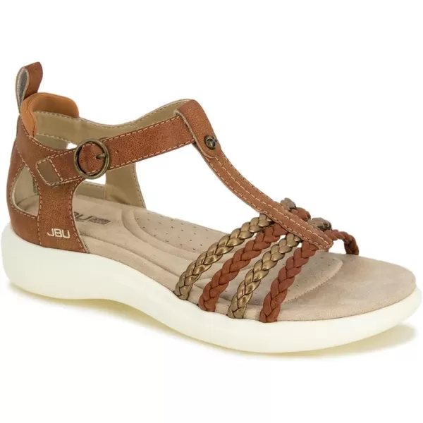 JBU Prague Women's Comfort Casual Adjustable Ankle Strap Flat Open Toe Classic Fashion Sandals