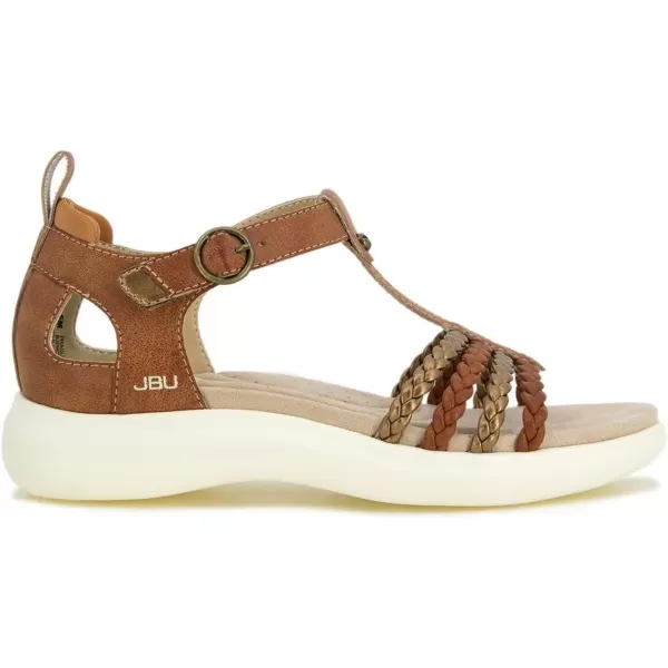 JBU Prague Women's Comfort Casual Adjustable Ankle Strap Flat Open Toe Classic Fashion Sandals