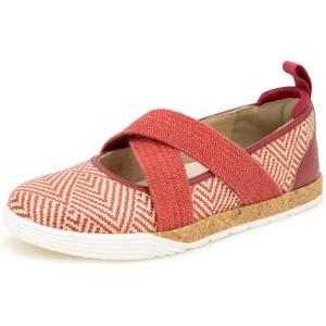 imageJBU Womens Elm Ballet FlatRedCream Raffia