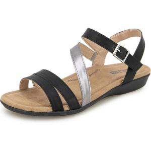 imageJBU Womens Fashion Flat SandalBlackGunmetal