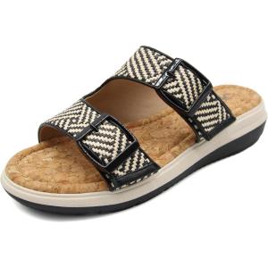 imageJBU Womens Fashion Wedge SandalBlack Raffia