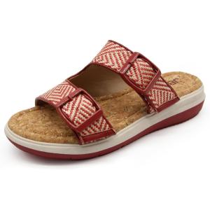 imageJBU Womens Fashion Wedge SandalRedCream Raffia