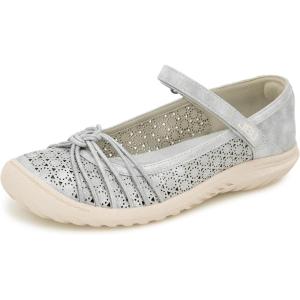 imageJBU Womens Ramy Mary Jane FlatSilver Shimmer