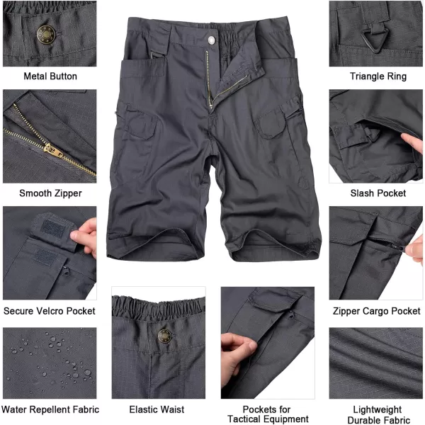 Alimens &amp; Gentle Men's Cargo Short Elastic Waist Multi-Pocket Outdoor Military Tactical Shorts