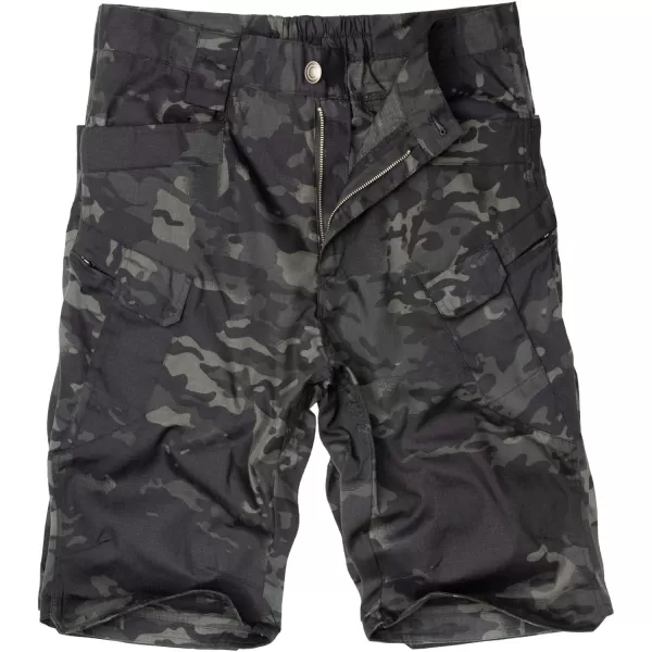 Alimens &amp; Gentle Men's Cargo Short Elastic Waist Multi-Pocket Outdoor Military Tactical Shorts