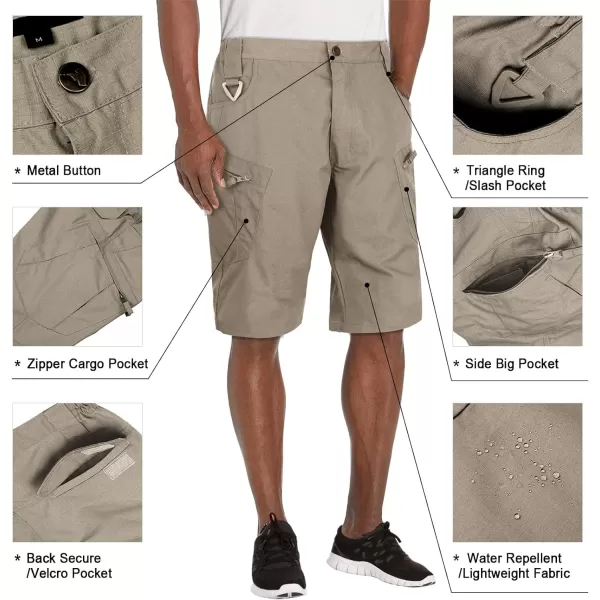 Alimens &amp; Gentle Men's Cargo Short Elastic Waist Multi-Pocket Outdoor Military Tactical Shorts