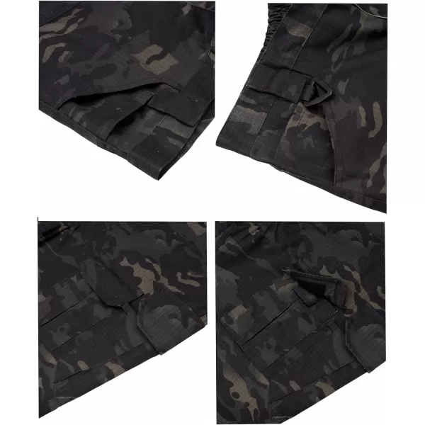 Alimens &amp; Gentle Men's Cargo Short Elastic Waist Multi-Pocket Outdoor Military Tactical Shorts