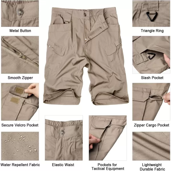 Alimens &amp; Gentle Men's Cargo Short Elastic Waist Multi-Pocket Outdoor Military Tactical Shorts