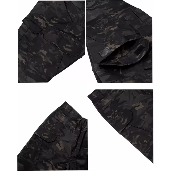 Alimens &amp; Gentle Men's Cargo Short Elastic Waist Multi-Pocket Outdoor Military Tactical Shorts