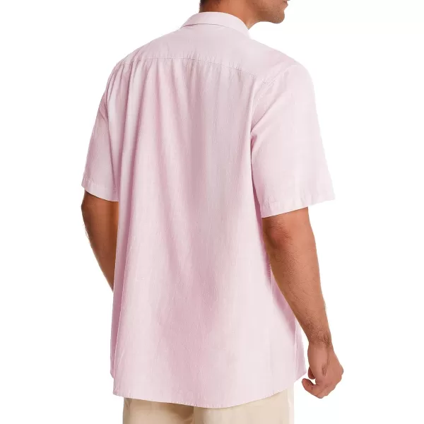 Alimens &amp; Gentle Mens Linen Shirts Short Sleeve Button Down Shirts Cotton Summer Beach Cuban Shirts Vacation Hawaiian Shirts