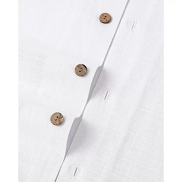 Alimens &amp; Gentle Mens Linen Shirts Short Sleeve Button Down Shirts Cotton Summer Beach Cuban Shirts Vacation Hawaiian Shirts