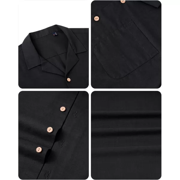Alimens &amp; Gentle Mens Linen Shirts Short Sleeve Button Down Shirts Cotton Summer Beach Cuban Shirts Vacation Hawaiian Shirts