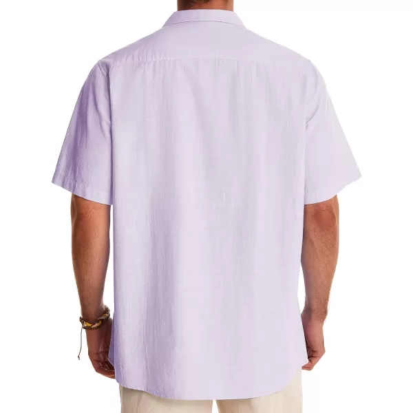 Alimens &amp; Gentle Mens Linen Shirts Short Sleeve Button Down Shirts Cotton Summer Beach Cuban Shirts Vacation Hawaiian Shirts