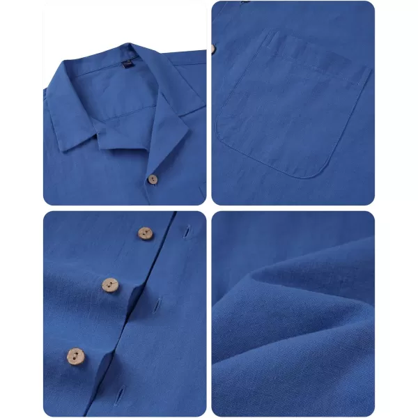 Alimens &amp; Gentle Mens Linen Shirts Short Sleeve Button Down Shirts Cotton Summer Beach Cuban Shirts Vacation Hawaiian Shirts