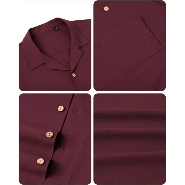 Alimens &amp; Gentle Mens Linen Shirts Short Sleeve Button Down Shirts Cotton Summer Beach Cuban Shirts Vacation Hawaiian Shirts