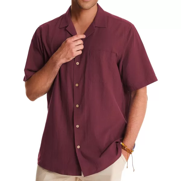 Alimens &amp; Gentle Mens Linen Shirts Short Sleeve Button Down Shirts Cotton Summer Beach Cuban Shirts Vacation Hawaiian Shirts