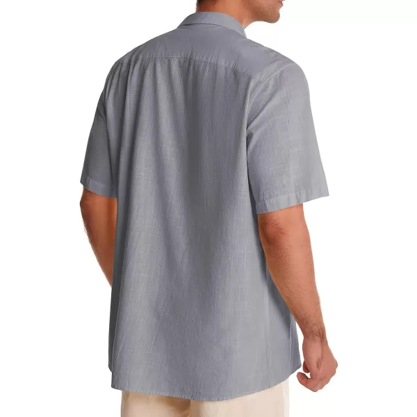 Alimens &amp; Gentle Mens Linen Shirts Short Sleeve Button Down Shirts Cotton Summer Beach Cuban Shirts Vacation Hawaiian Shirts