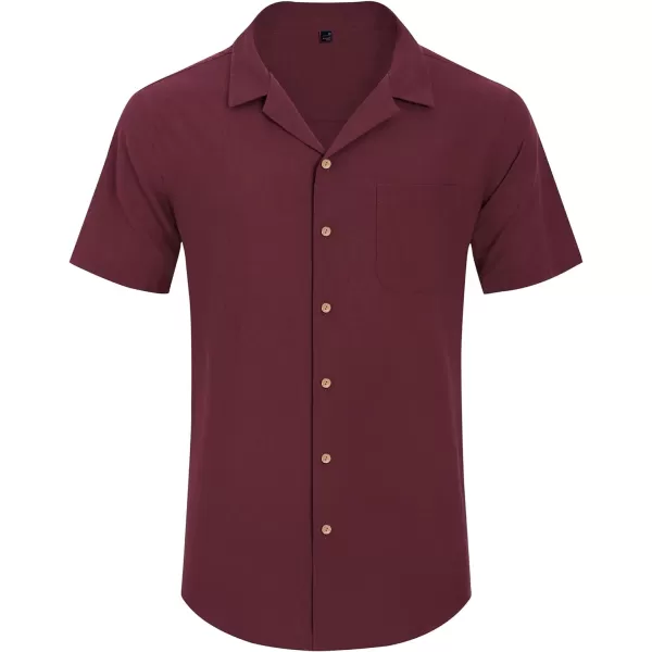 Alimens &amp; Gentle Mens Linen Shirts Short Sleeve Button Down Shirts Cotton Summer Beach Cuban Shirts Vacation Hawaiian Shirts
