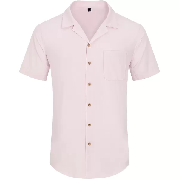 Alimens &amp; Gentle Mens Linen Shirts Short Sleeve Button Down Shirts Cotton Summer Beach Cuban Shirts Vacation Hawaiian Shirts