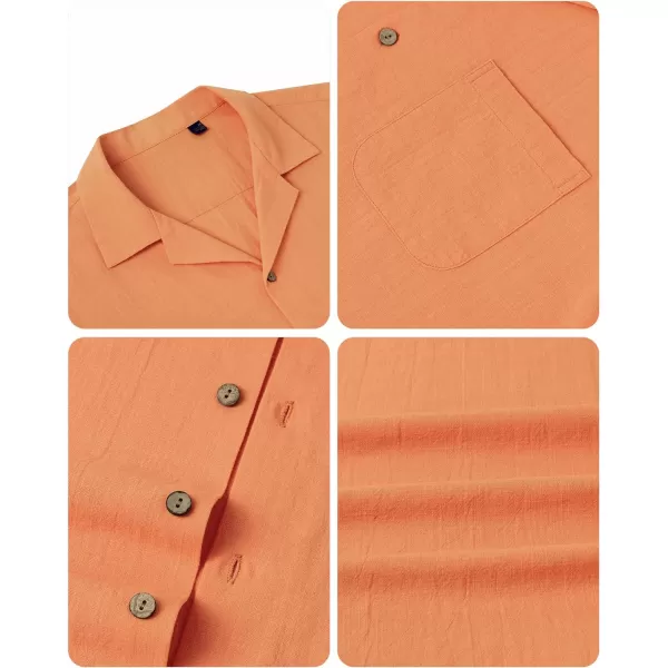 Alimens &amp; Gentle Mens Linen Shirts Short Sleeve Button Down Shirts Cotton Summer Beach Cuban Shirts Vacation Hawaiian Shirts