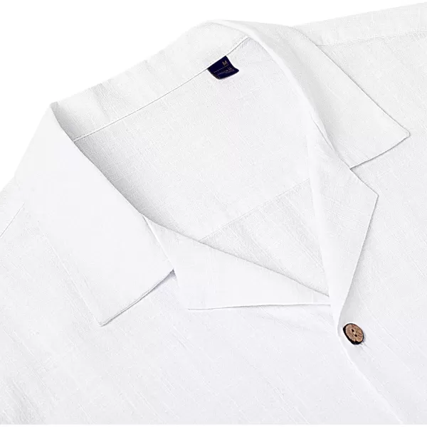 Alimens &amp; Gentle Mens Linen Shirts Short Sleeve Button Down Shirts Cotton Summer Beach Cuban Shirts Vacation Hawaiian Shirts