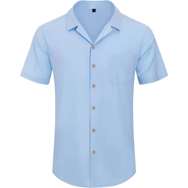 Alimens &amp; Gentle Mens Linen Shirts Short Sleeve Button Down Shirts Cotton Summer Beach Cuban Shirts Vacation Hawaiian Shirts