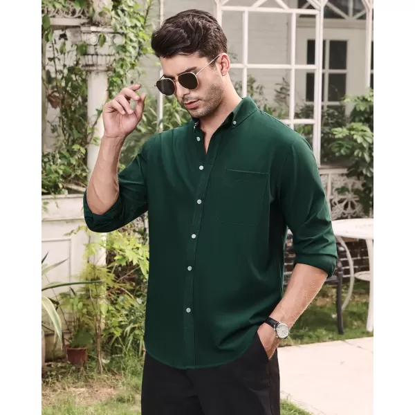 Alimens &amp; Gentle Mens Solid Oxford Shirt Long Sleeve Button Down Shirts with Pocket