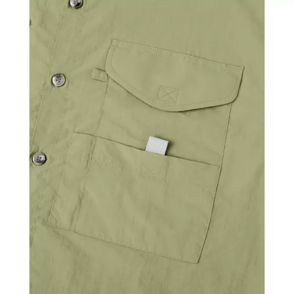 Alimens &amp; Gentle Short Sleeve Fishing Shirt Wicking Fabric Sun Protection Casual Button Down Shirts