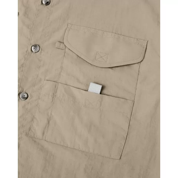 Alimens &amp; Gentle Short Sleeve Fishing Shirt Wicking Fabric Sun Protection Casual Button Down Shirts