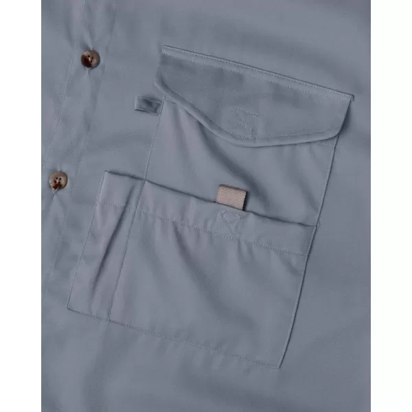 Alimens &amp; Gentle Short Sleeve Fishing Shirt Wicking Fabric Sun Protection Casual Button Down Shirts
