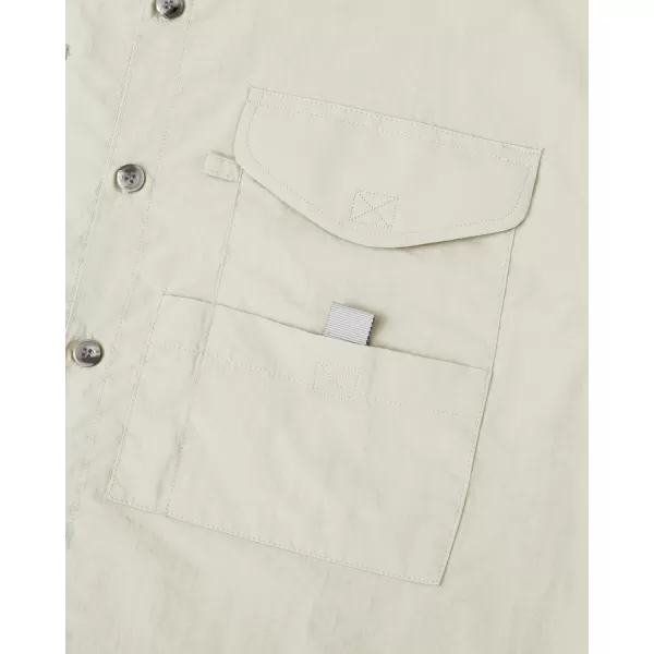 Alimens &amp; Gentle Short Sleeve Fishing Shirt Wicking Fabric Sun Protection Casual Button Down Shirts