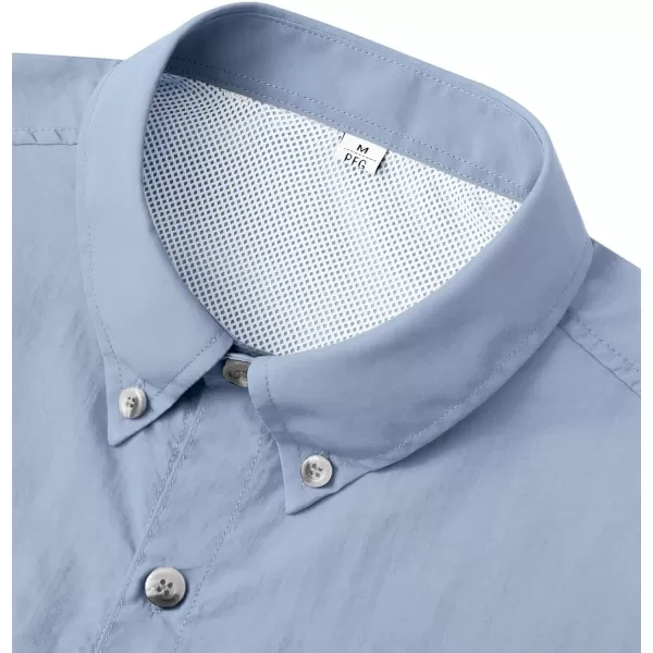 Alimens &amp; Gentle Short Sleeve Fishing Shirt Wicking Fabric Sun Protection Casual Button Down Shirts