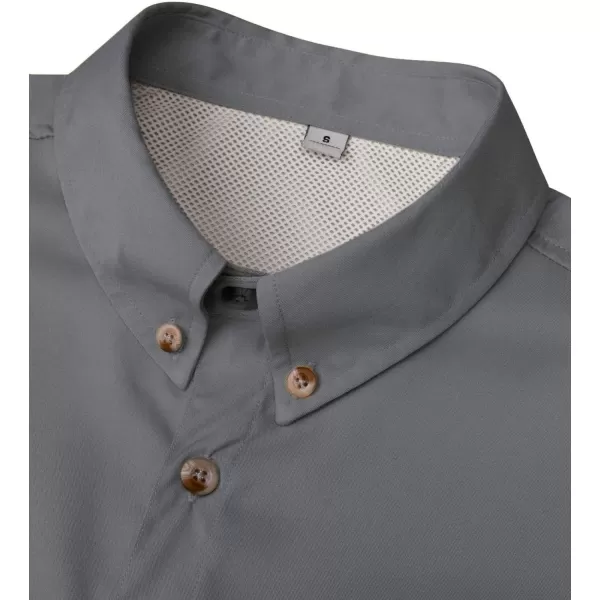 Alimens &amp; Gentle Short Sleeve Fishing Shirt Wicking Fabric Sun Protection Casual Button Down Shirts