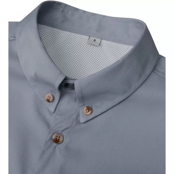 Alimens &amp; Gentle Short Sleeve Fishing Shirt Wicking Fabric Sun Protection Casual Button Down Shirts