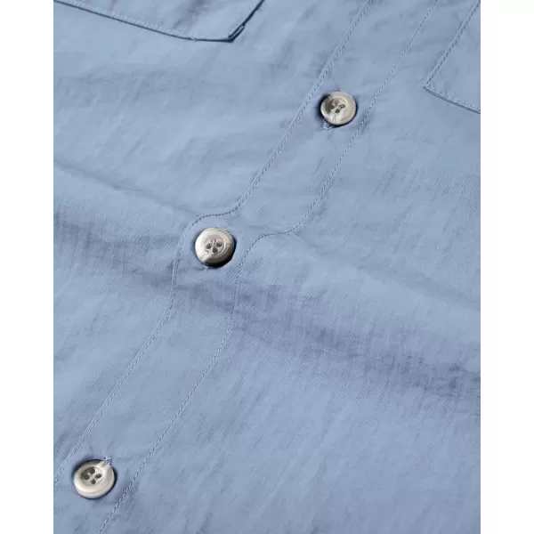 Alimens &amp; Gentle Short Sleeve Fishing Shirt Wicking Fabric Sun Protection Casual Button Down Shirts