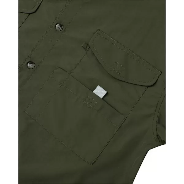 Alimens &amp; Gentle Short Sleeve Fishing Shirt Wicking Fabric Sun Protection Casual Button Down Shirts
