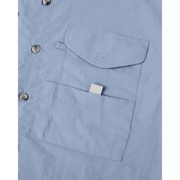 Alimens &amp; Gentle Short Sleeve Fishing Shirt Wicking Fabric Sun Protection Casual Button Down Shirts