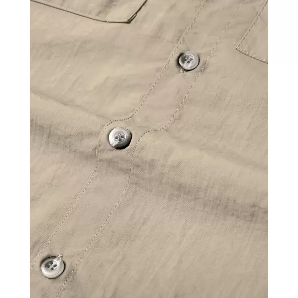 Alimens &amp; Gentle Short Sleeve Fishing Shirt Wicking Fabric Sun Protection Casual Button Down Shirts