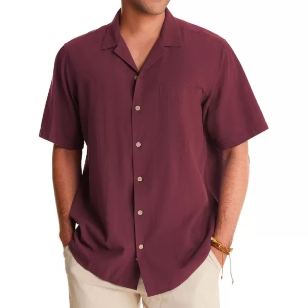 Alimens &amp; Gentle Mens Linen Shirts Short Sleeve Button Down Shirts Cotton Summer Beach Cuban Shirts Vacation Hawaiian Shirts