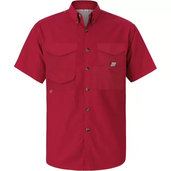 Alimens &amp; Gentle Short Sleeve Fishing Shirt Wicking Fabric Sun Protection Casual Button Down Shirts