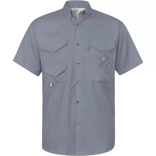Alimens &amp; Gentle Short Sleeve Fishing Shirt Wicking Fabric Sun Protection Casual Button Down Shirts
