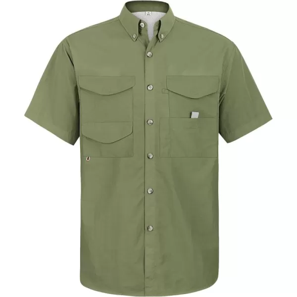 Alimens &amp; Gentle Short Sleeve Fishing Shirt Wicking Fabric Sun Protection Casual Button Down Shirts
