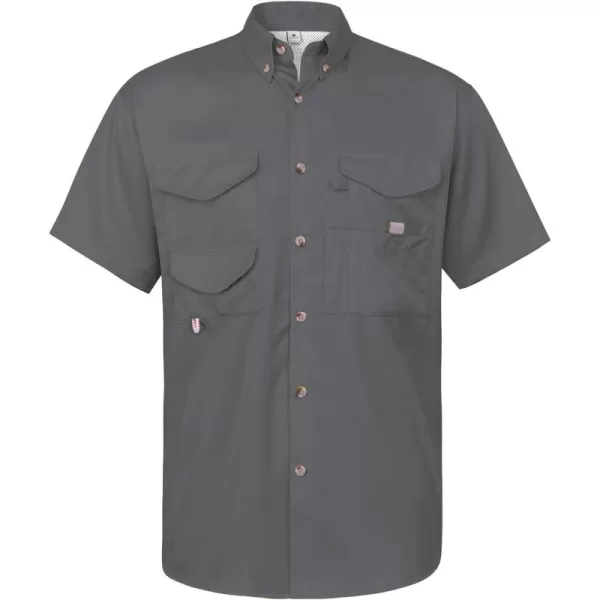 Alimens &amp; Gentle Short Sleeve Fishing Shirt Wicking Fabric Sun Protection Casual Button Down Shirts