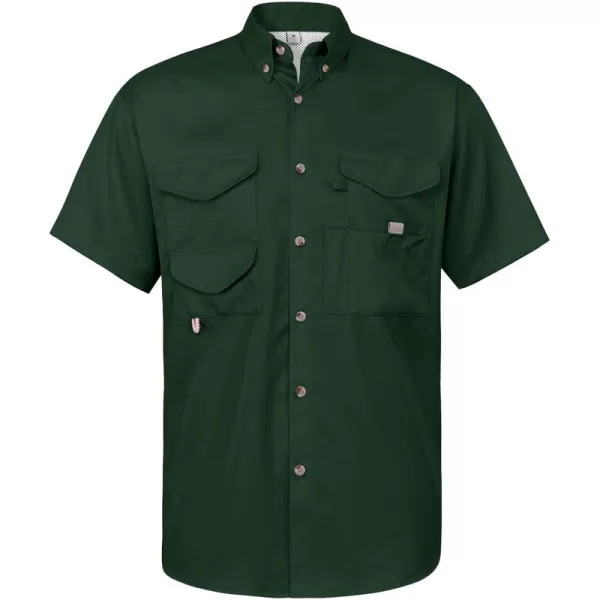 Alimens &amp; Gentle Short Sleeve Fishing Shirt Wicking Fabric Sun Protection Casual Button Down Shirts