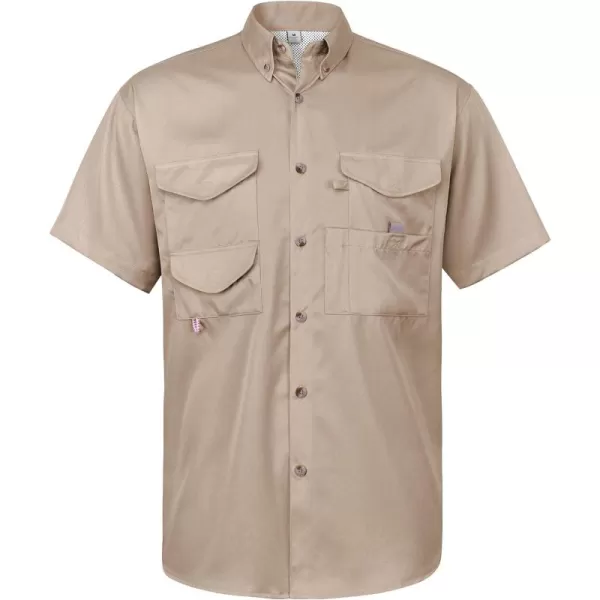 Alimens &amp; Gentle Short Sleeve Fishing Shirt Wicking Fabric Sun Protection Casual Button Down Shirts